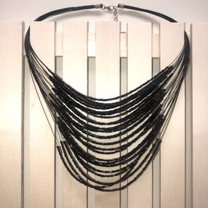 Micro Beaded Black Hematite Multi-Strand necklace.